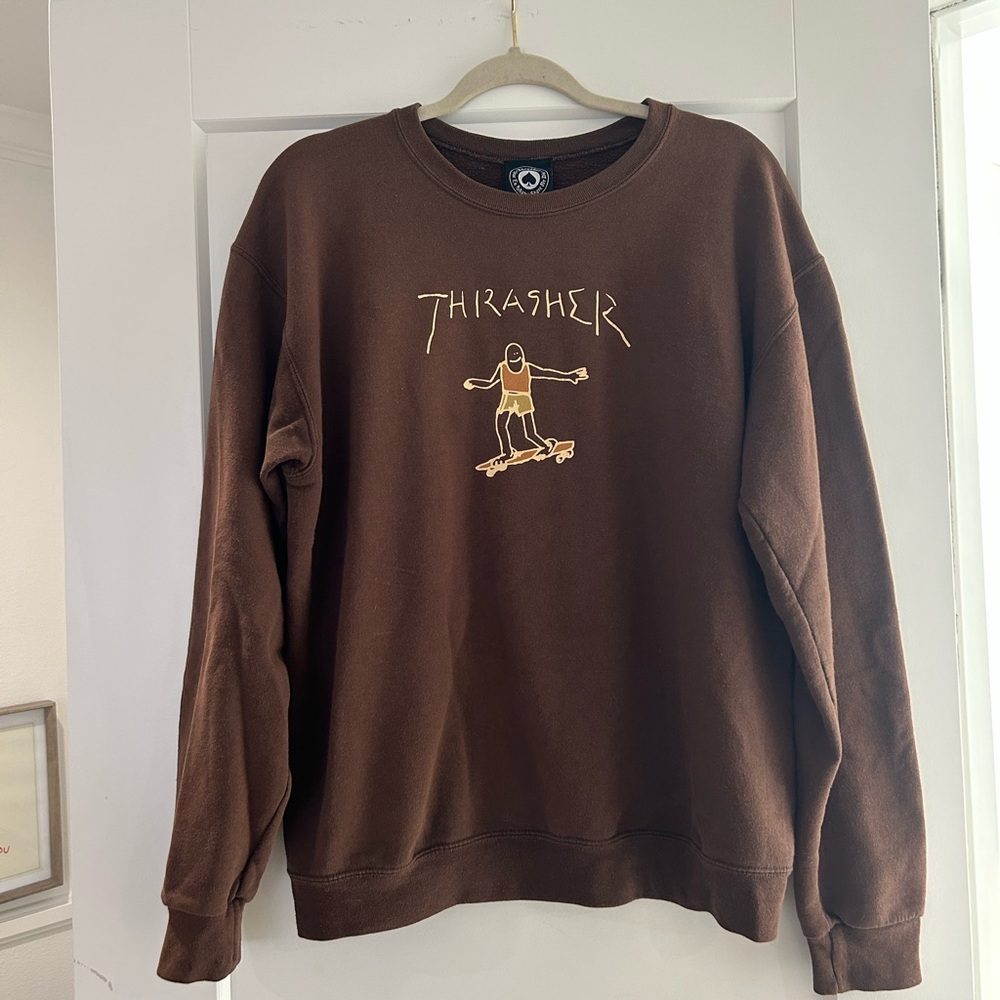 Thrasher Brown Crewneck Sweater